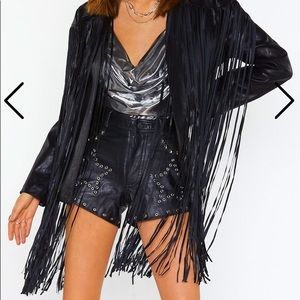 NastyGal Faux Leather Swing Jacket Size 6